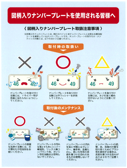 図柄入りナンバープレートの取扱注意事項